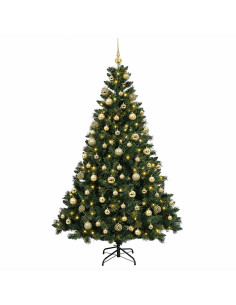 Albero di Natale Artificiale con Palline 180 cm 300 LED 2