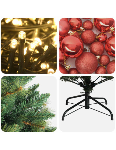 Albero di Natale Artificiale con Palline 210 cm 300 LED