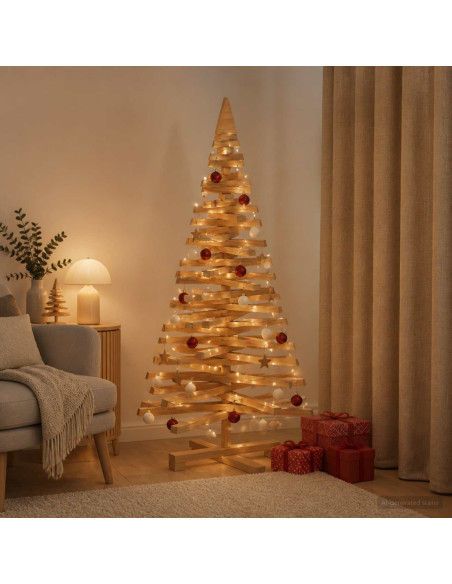 Albero di Natale in legno KOTKA 120 cm Legno Massello di Pino