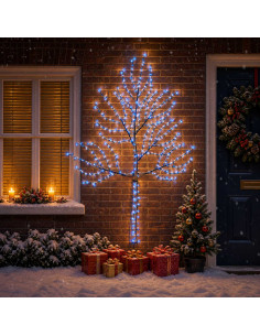 Albero di Natale da parete a LED 210 cm 312 LED Blu Acciaio