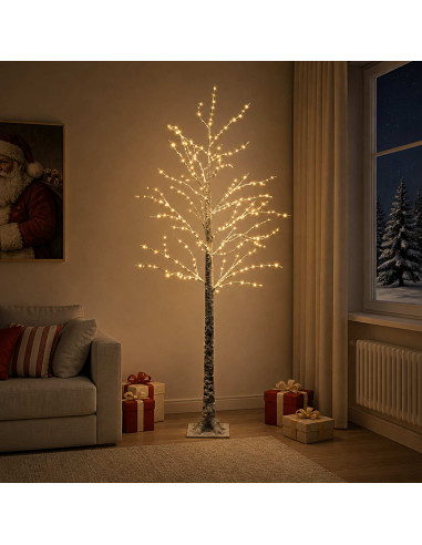 Albero di Natale LED innevato Marrone 22 x 22 x 180 cm Plastica