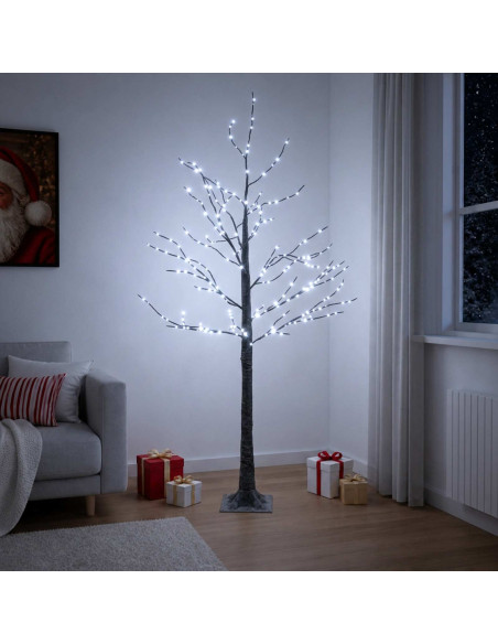 Albero di Natale LED innevato Marrone 22 x 22 x 150 cm Plastica