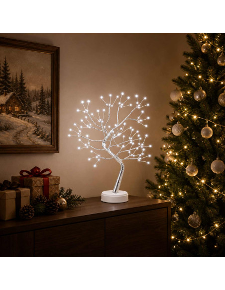 Mini albero di Natale starburst 2 pz Argento 12 x 50 cm Acciaio