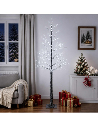 Albero di Natale LED innevato Marrone 25 x 25 x 210 cm Plastica