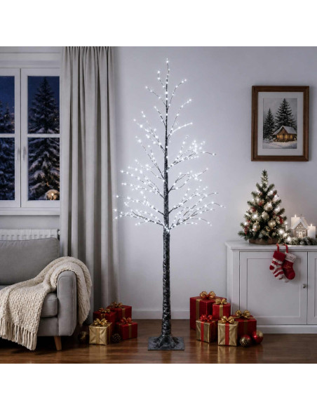 Albero di Natale LED innevato Marrone 25 x 25 x 240 cm Plastica