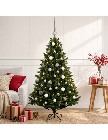Albero di Natale Artificiale con Palline 150 cm 150 LED