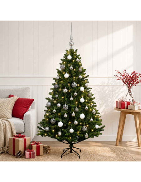 Albero di Natale Artificiale con Palline 120 cm 150 LED