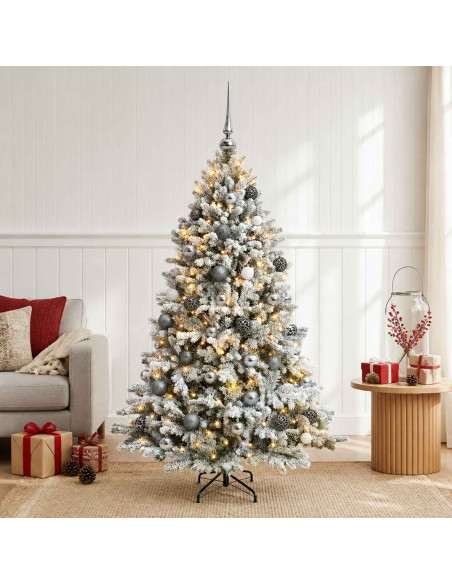 Albero di Natale Artificiale con Palline 150 cm 150 LED