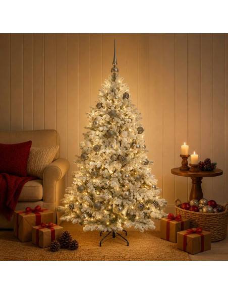 Albero di Natale Artificiale con Palline 120 cm 150 LED