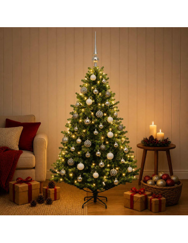 Albero di Natale Artificiale con Palline 120 cm 150 LED