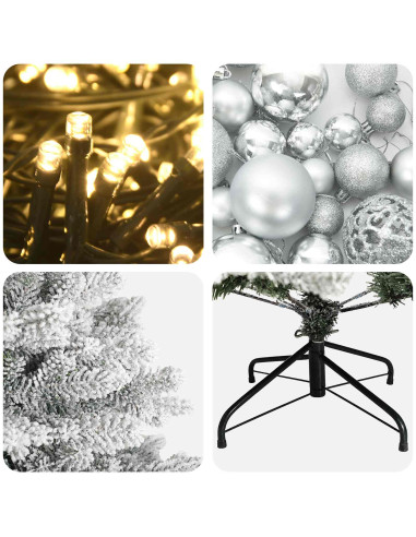 Albero di Natale Artificiale con Palline 210 cm 300 LED