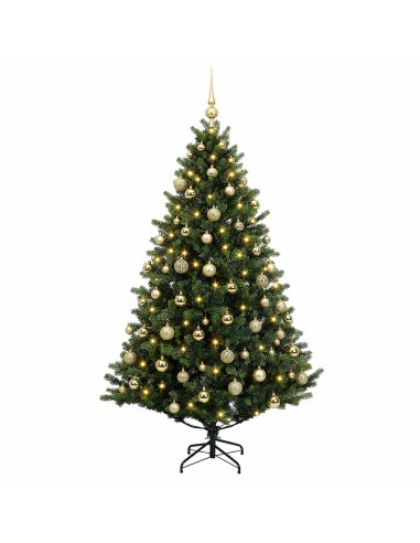 Albero di Natale artificiale con palline 210 cm 300 LED