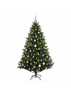 Albero di Natale Artificiale con Palline 240 cm 300 LED 2