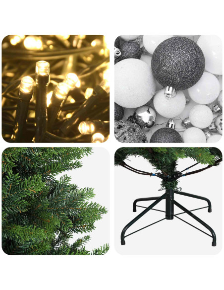 Albero di Natale Artificiale con Palline 240 cm 300 LED