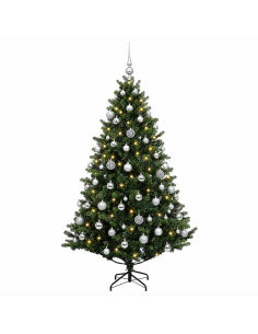Albero di Natale Artificiale con Palline 240 cm 300 LED 2