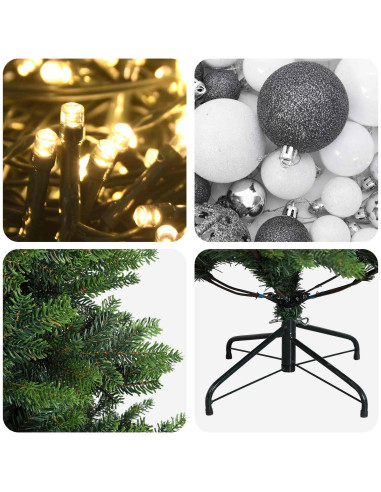 Albero di Natale Artificiale con Palline 210 cm 300 LED