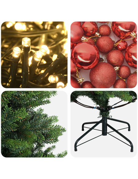 Albero di Natale Artificiale con Palline 240 cm 300 LED