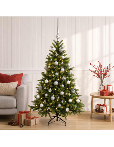 Albero di Natale artificiale con palline 150 cm 150 LED