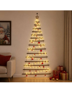 Albero di Natale appeso con palle 210 cm 130 LED Bianco caldo