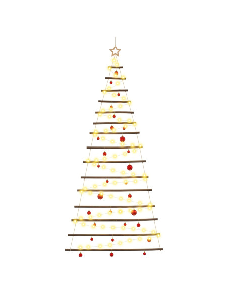 Albero di Natale appeso con palle 210 cm 130 LED Bianco caldo