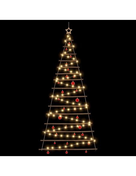 Albero di Natale appeso con palle 210 cm 130 LED Bianco caldo