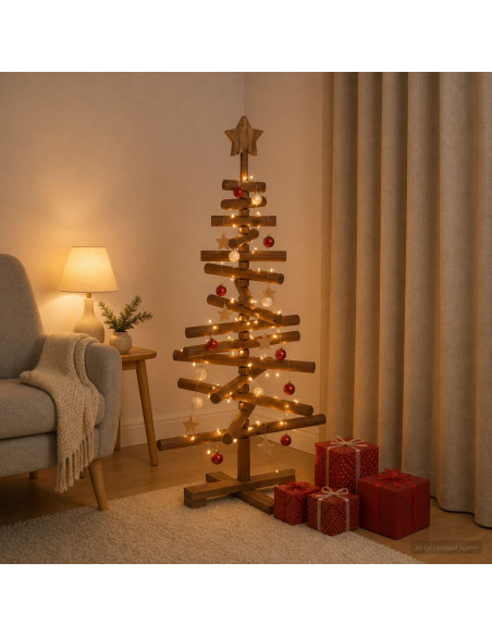 Albero di Natale in legno KOTKA 90 cm Legno Massello di Pino