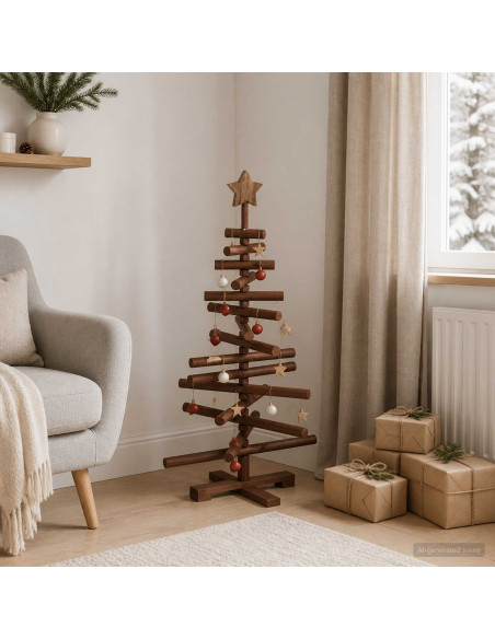 Albero di Natale in legno KOTKA 90 cm Legno Massello di Pino