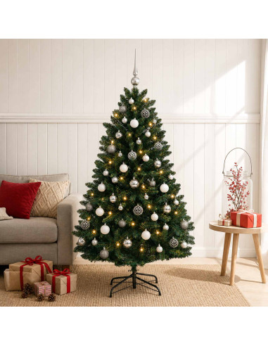 Albero di Natale artificiale verde scuro con palline 180 cm