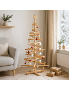 Albero di Natale in legno KOTKA 120 cm Legno Massello di Pino