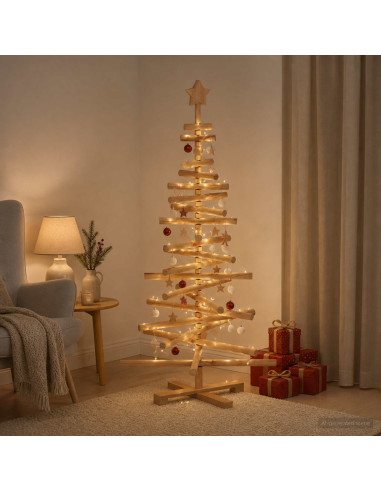 Albero di Natale in legno KOTKA 120 cm Legno Massello di Pino