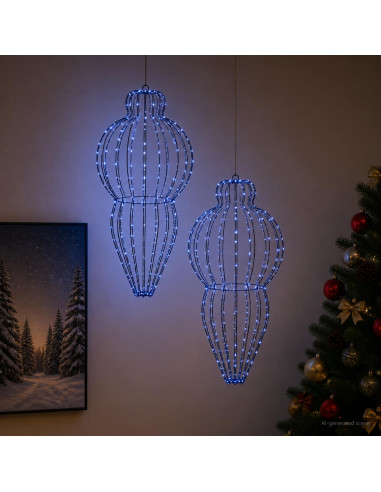 Luce a punta di Natale 2 pz 640 LED Blu Diam. 40 x 75 cm