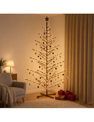 Albero di Natale in legno 240 cm Bambù e legno di pino massello