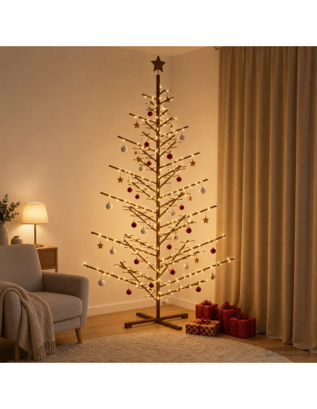 Albero di Natale in legno 240 cm Bambù e legno di pino massello