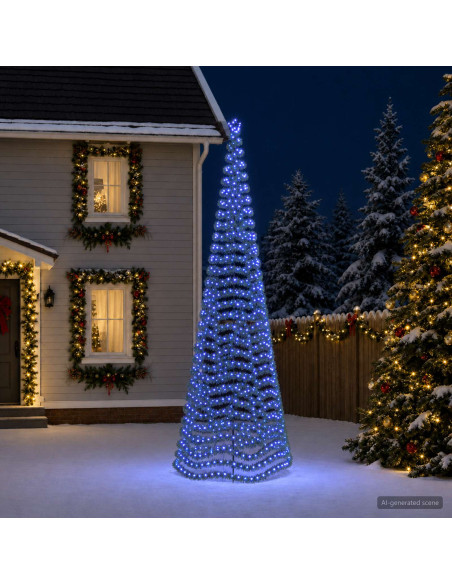 Albero di Natale a LED in tinsel con picchetto EKENAS 500 cm