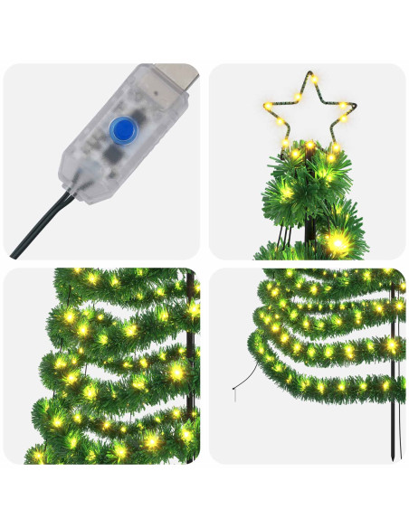 Albero di Natale a LED in tinsel con picchetto EKENAS 180 cm