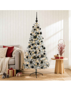 Albero di Natale artificiale con palline 150 cm 150 LED
