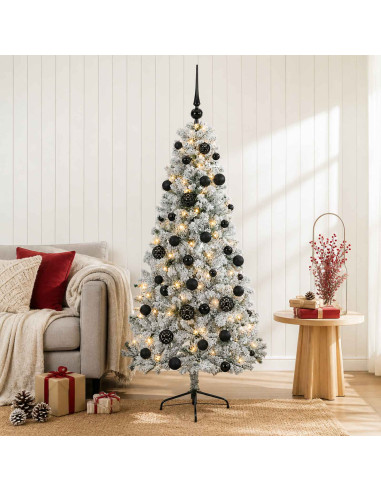 Albero di Natale artificiale con palline 150 cm 150 LED