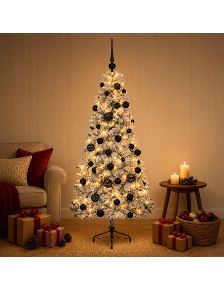 Albero di Natale artificiale con palline 150 cm 150 LED