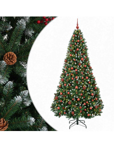 Albero di Natale artificiale verde con palline 180 cm 300 LED