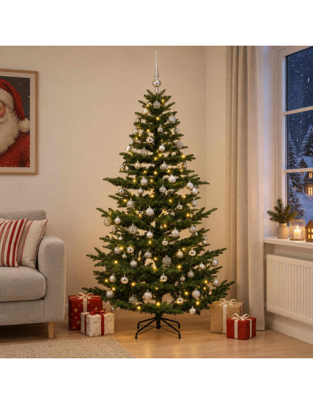 Albero di Natale artificiale con palline 180 cm 300 LED