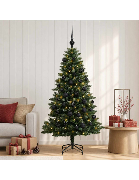 Albero di Natale Artificiale con Palline 150 cm 150 LED