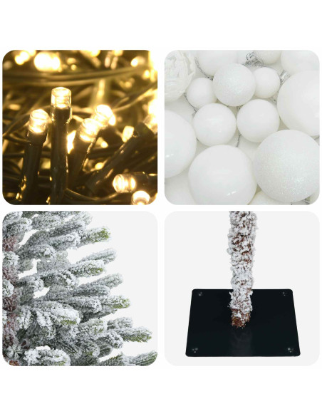 Albero di Natale artificiale con palline 150 cm 150 LED