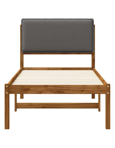 Letto con Testiera Rivestita Naturale e Grigio Chiaro