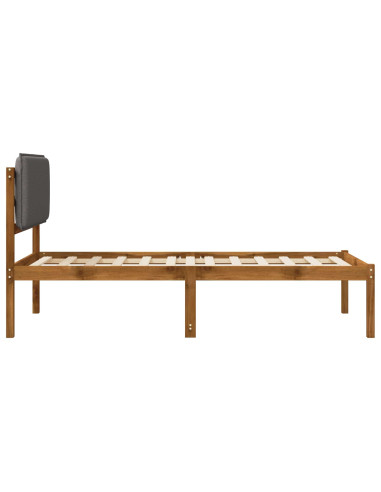 Letto con Testiera Rivestita Naturale e Grigio Chiaro
