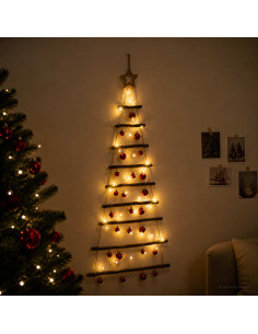 Albero di Natale appeso con palle 120 cm 50 LED Bianco caldo