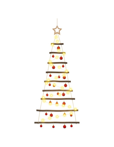 Albero di Natale appeso con palle 120 cm 50 LED Bianco caldo