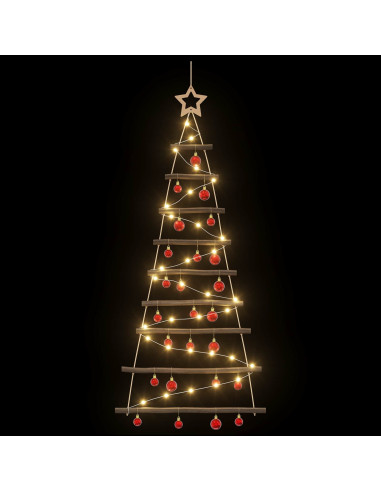 Albero di Natale appeso con palle 120 cm 50 LED Bianco caldo