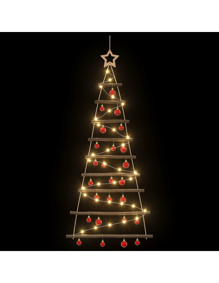 Albero di Natale appeso con palle 120 cm 50 LED Bianco caldo
