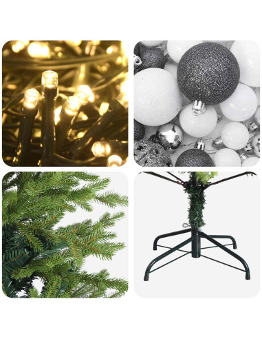 Albero di Natale Artificiale con Palline 210 cm 300 LED