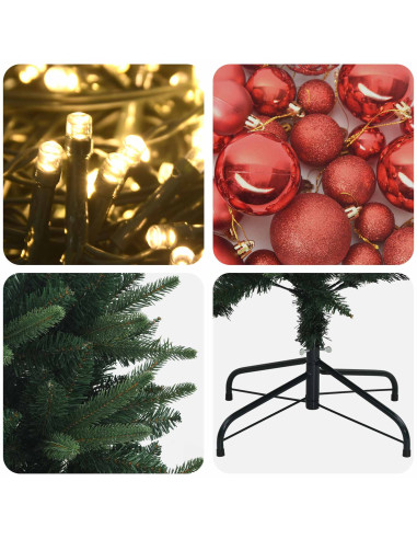 Albero di Natale Artificiale con Palline 210 cm 300 LED